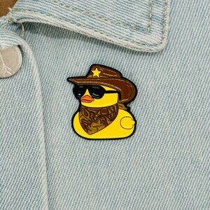 ✨Enamel Lapel Pin duck cap with cowboy hat glasses and bandana metal brooch✨